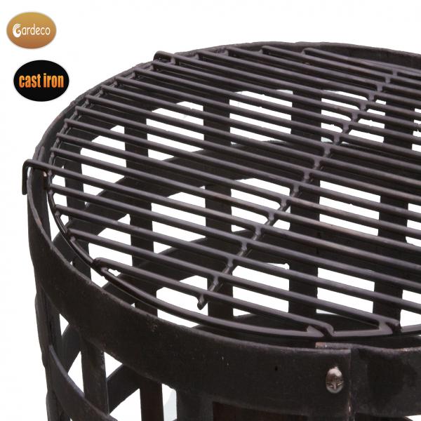 Aragon big fire cast iron fire basket, including BBQ grill - Perfect Patio