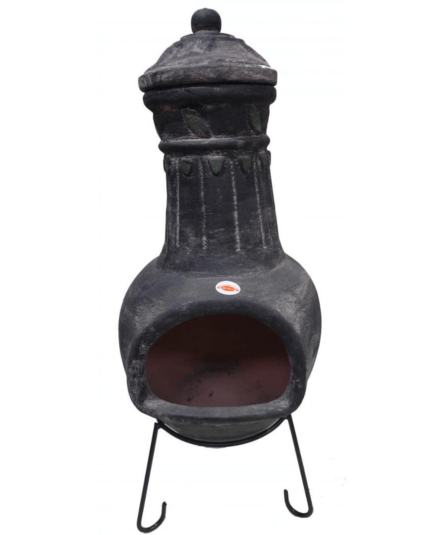 Extra large Mexican Hoja chimenea in grey and green - Perfect Patio