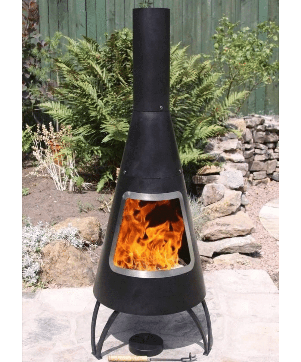 Large Steel Chiminea, with Stainless Steel Rim - Perfect Patio