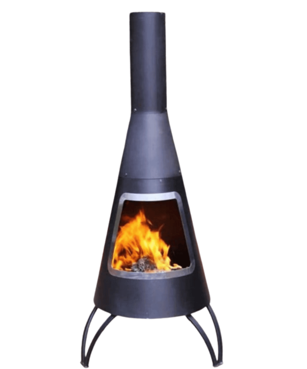 Large Steel Chiminea, with Stainless Steel Rim - Perfect Patio