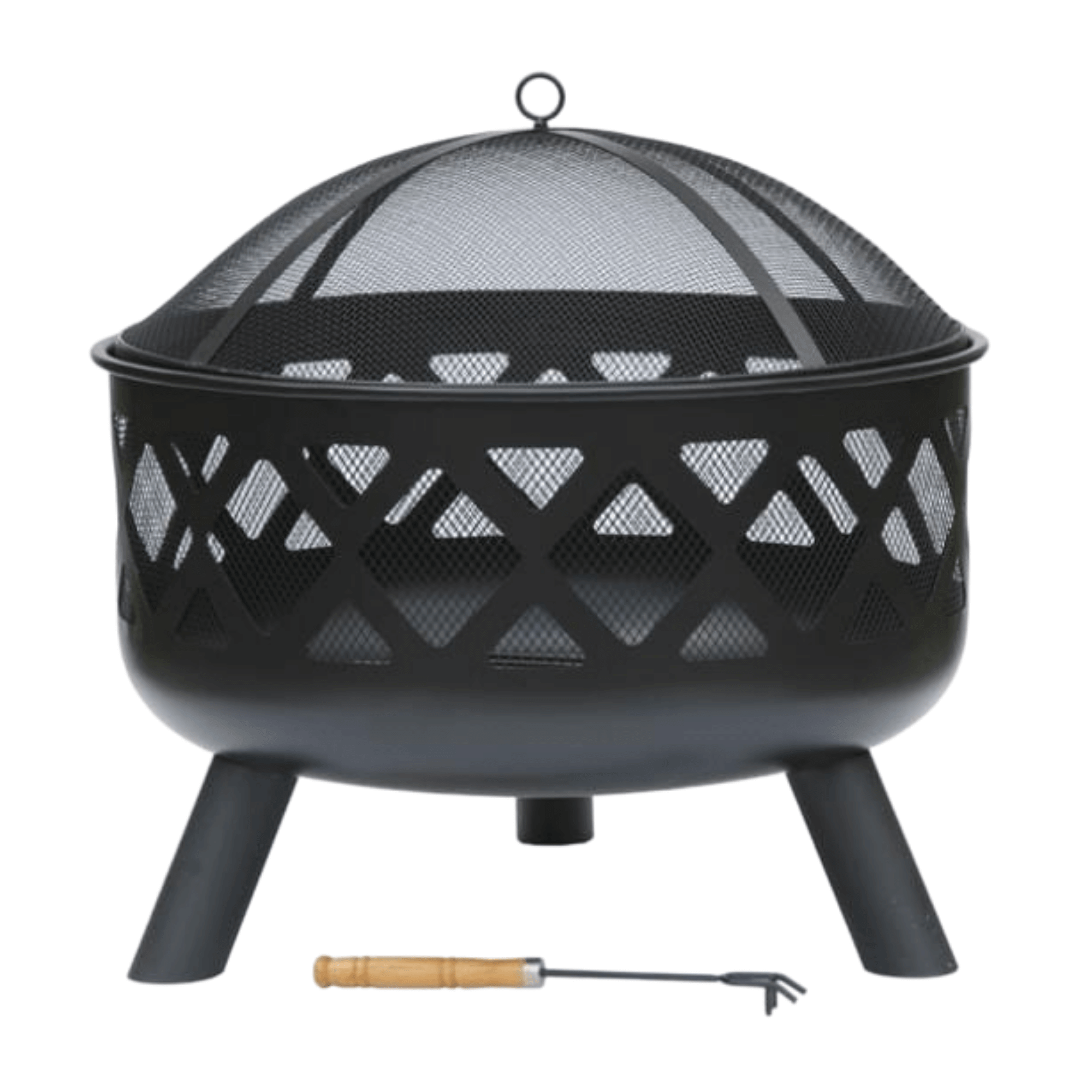 Perfect Patio Deep-drawn fire bowl with criss-cross cut-out view of fire