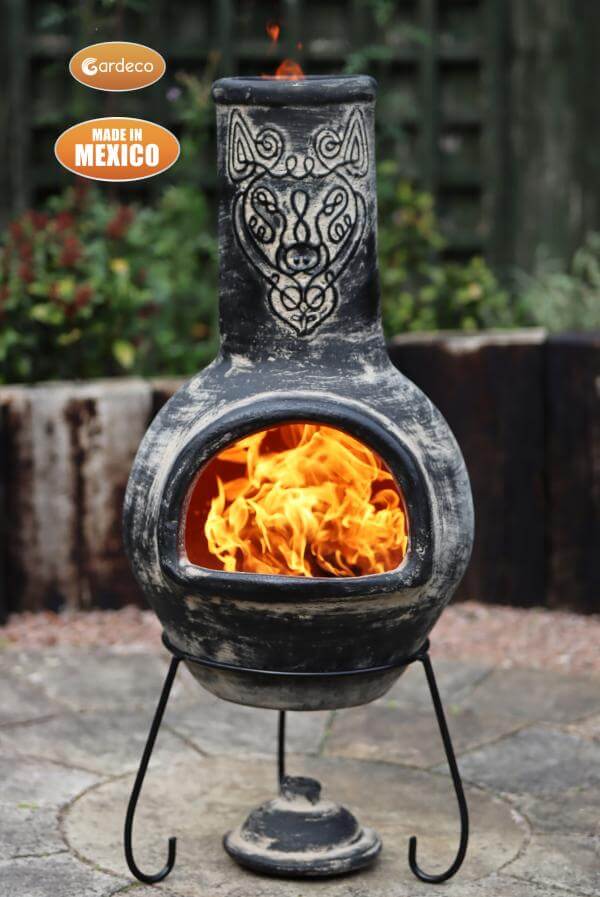 Perfect Patio UK Wulfryc Stylised Wolf Mexican Chimenea Charcoal Colour
