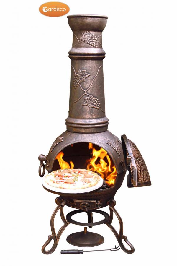 Toledo Cast Iron Chimenea in Bronze with Grapes - Extra Large - Perfect Patio