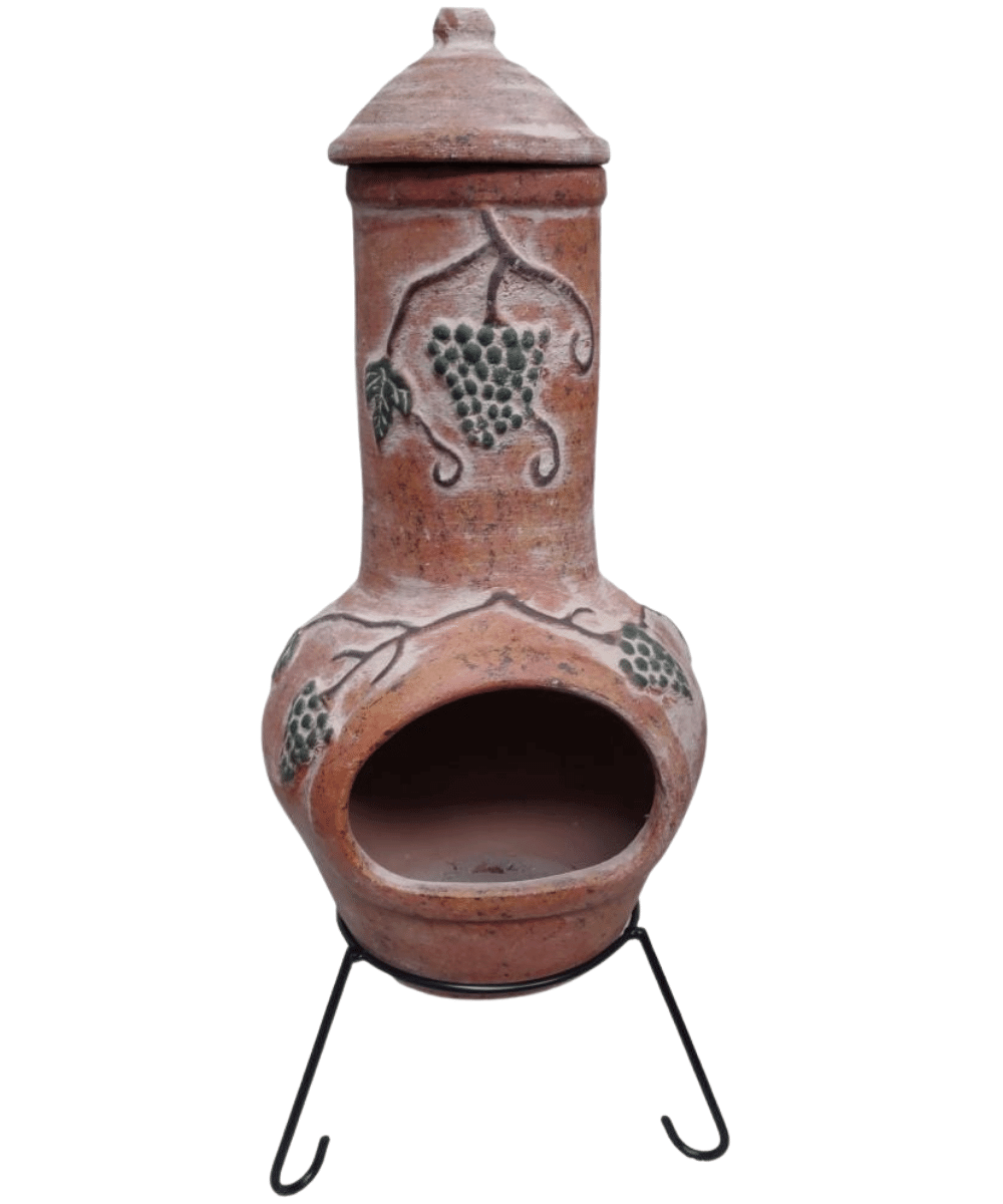 Extra-Large Mexican Grapes Chimenea in Rustic Orange - Perfect Patio