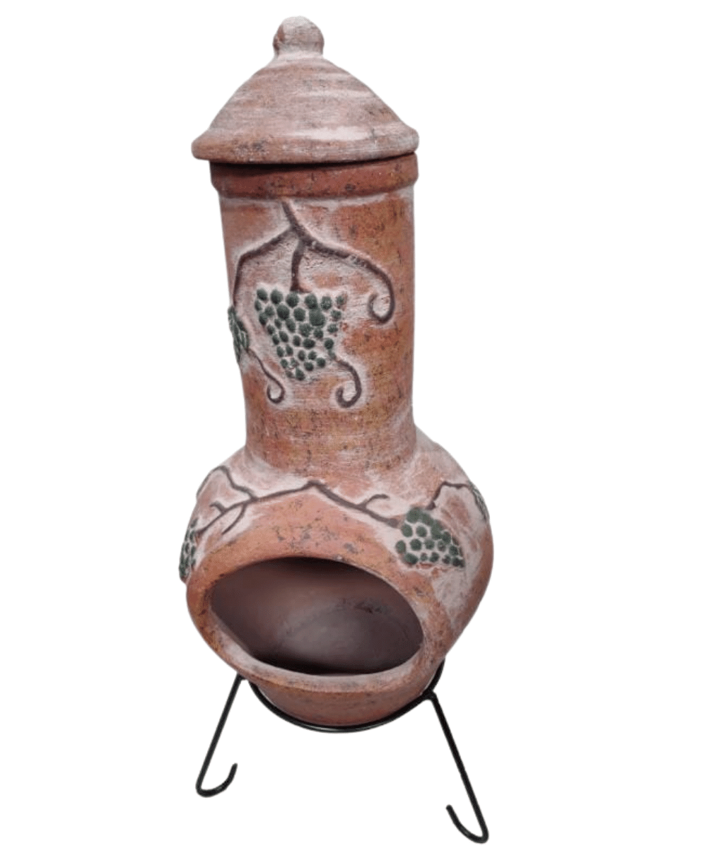 Extra-Large Mexican Grapes Chimenea in Rustic Orange - Perfect Patio