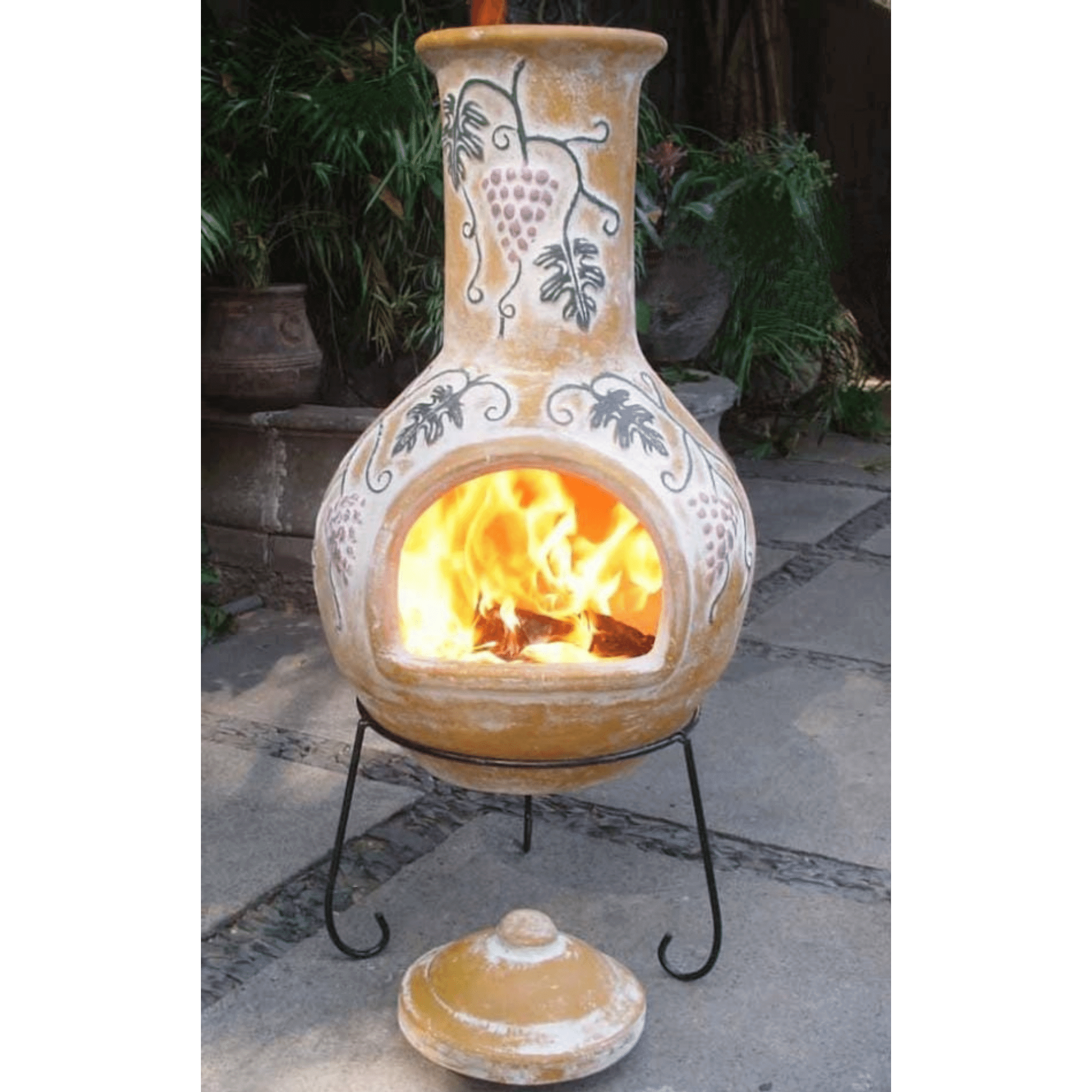 Extra-Large Mexican Grapes Chimenea in Yellow - Perfect Patio