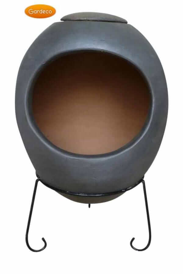 Perfect Patio Ellipse XL Mexican Chimenea with Glazed Effect in Charcoal Grey