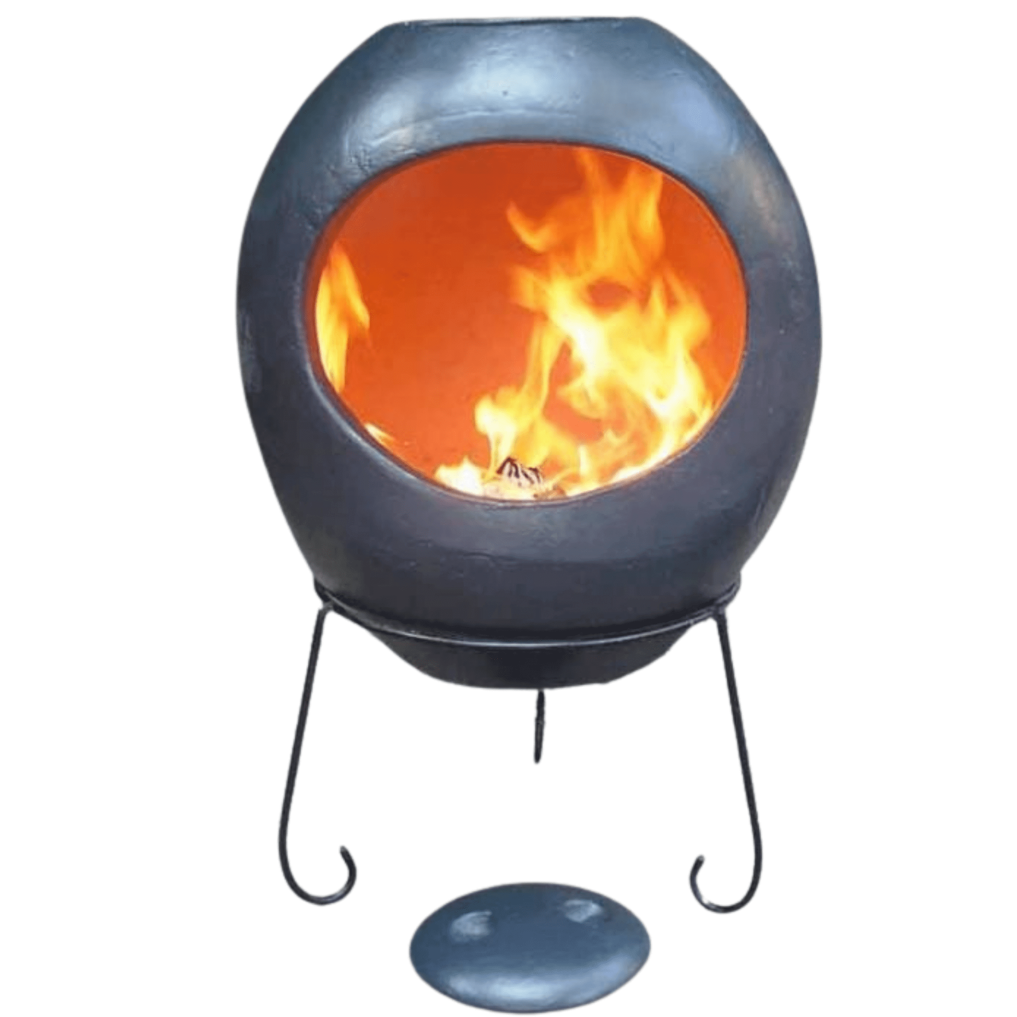 Perfect Patio Ellipse XL Mexican Chimenea with Glazed Effect in Charcoal Grey