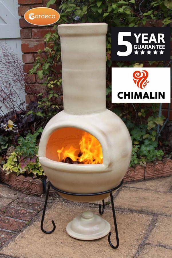 Perfect Patio Sempra large Chimalin AFC chimenea in Glazed Cappucino