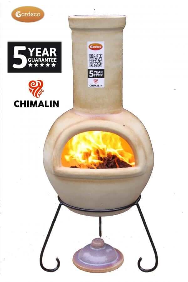 Perfect Patio Sempra large Chimalin AFC chimenea in Glazed Cappucino