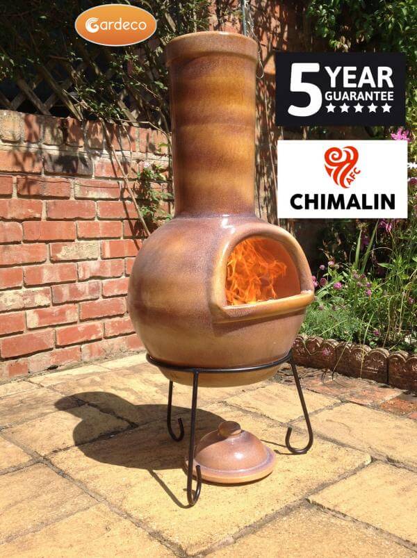 Perfect Patio Sempra Large Chimalin AFC Chimenea in Glazed Caramel