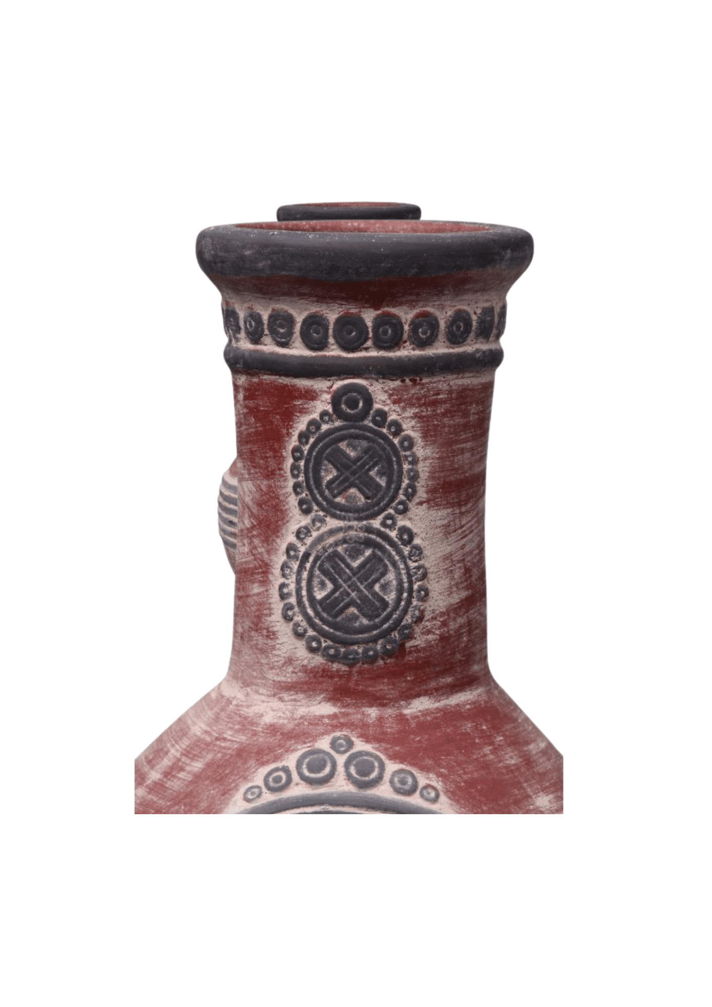 Perfect Patio UK Azteca XL Mexican Chimenea in red with grey mouth and top