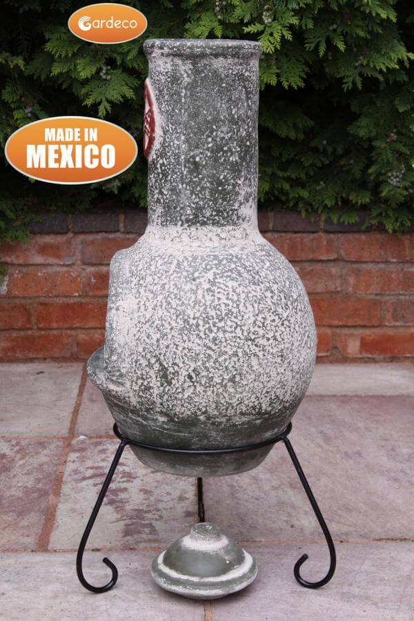 Perfect Patio UK Cruz Large Mexican Chimenea in Green with Red Motive