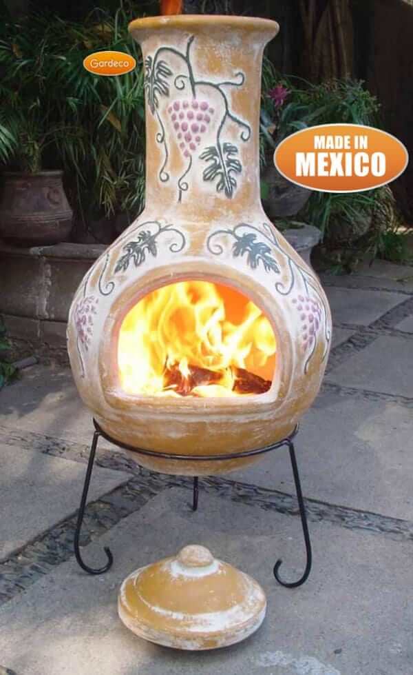 Perfect Patio UK Extra-Large Mexican Grapes Chimenea in Yellow