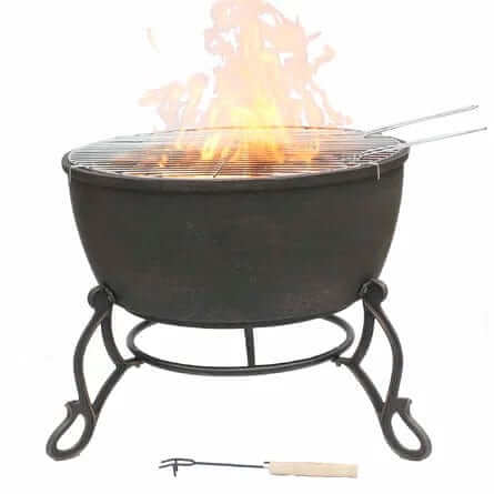 Perfect Patio UK Meredir Cast Iron Fire Bowl XL - Cast Iron BBQ Grill Fire Pit