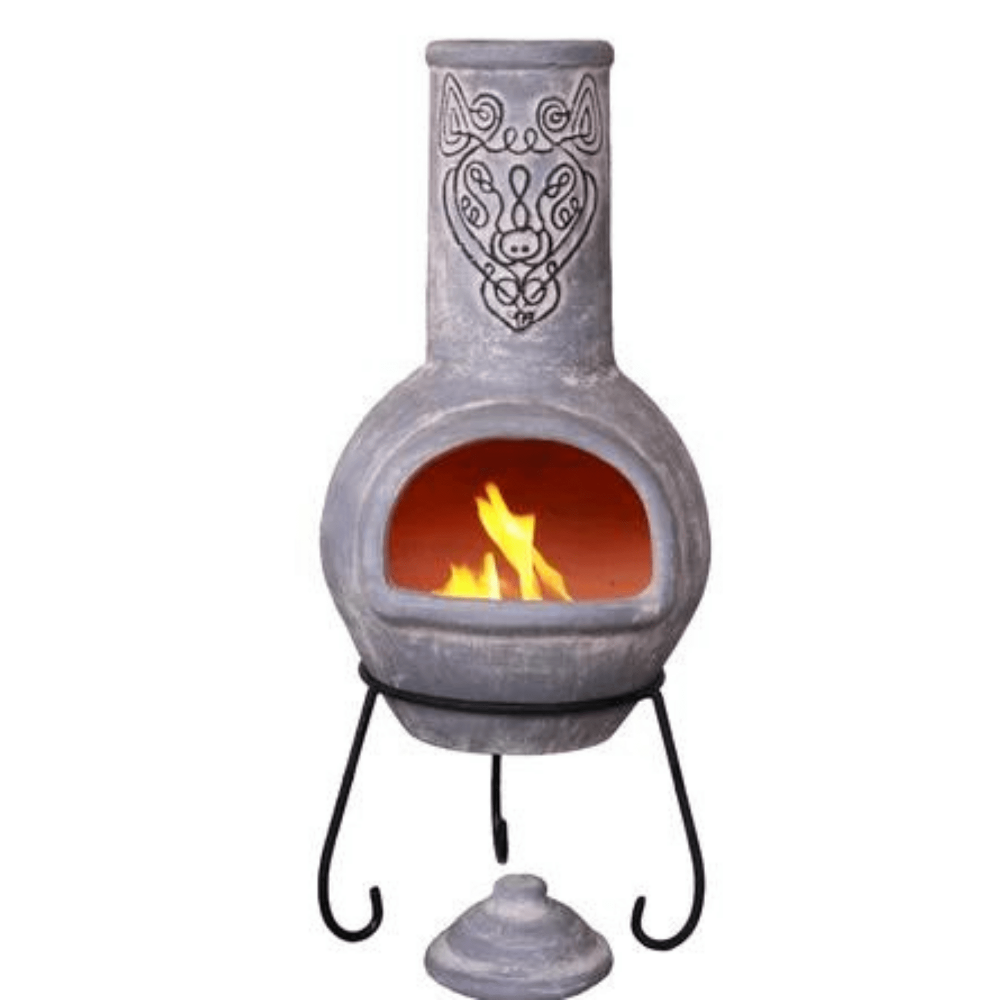 Perfect Patio UK Wulfryc Stylised Wolf Mexican Chimenea Grey colour