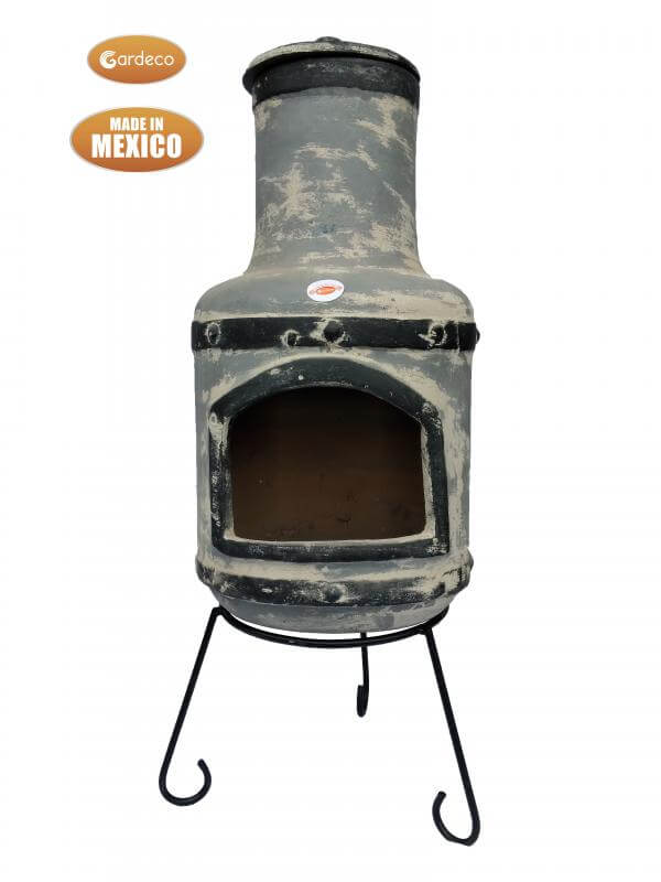 Botones Mexican Chimenea in Grey, inc stand and lid - Perfect Patio